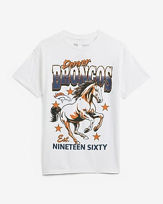 Express Men's Denver Broncos Cotton Graphic T-Shirt in White Small