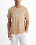 Express Men's Embroidered Palm Trees Perfect Pima Cotton T-Shirt in Neutral Small