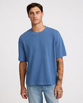 Express Men's Boxy Textured Crew Neck T-Shirt in Slate Blue
