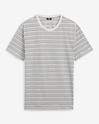 Express Men's Striped Jacquard Short Sleeve T-Shirt in White Small