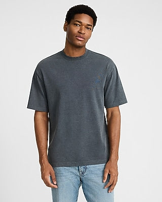Express Men's Classic Fit Premium Weight Garment Wash T-Shirt in Black Small