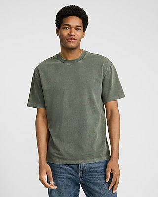 Express Men's Classic Fit Premium Weight Garment Wash T-Shirt in Green Small