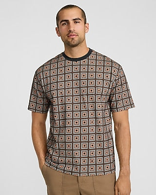 Express Men's Geo Tile Print Graphic T-Shirt in Pitch Black