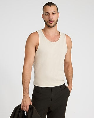 Express Men's Cotton Jersey Crew Neck Tank Top in Neutral Small