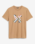 Express Men's Textured Abstract X-Logo Perfect Pima Cotton Graphic T-Shirt in Tan