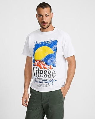 Express Men's Vitesse Racing Graphic T-Shirt in Bright White