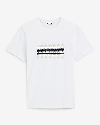Express Men's Abstract X Fence Logo Graphic T-Shirt in White Small