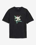Express Men's Classic Fit Cotton Lily Floral Graphic T-Shirt in Pitch Black