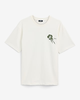 Men's Classic Fit Ivory Express Script Graphic T-Shirt in White Small