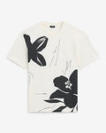 Express Men's Classic Fit Large Hibiscus Graphic T-Shirt in Ivory