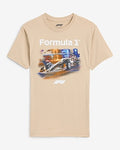 Express Men's Formula 1 Graphic Tan T-Shirt in Neutral Small