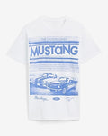 Express Men's Ford Blue Mustang Graphic T-Shirt in Bright White
