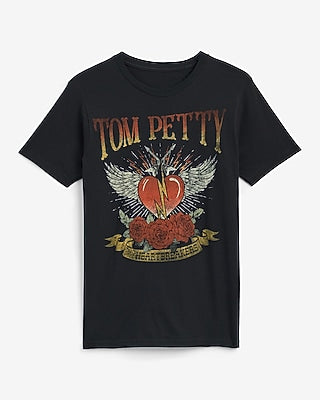 Express Men's Tom Petty Black Graphic T-Shirt in Pitch Black