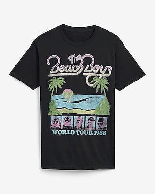 Express Men's Beach Boys Graphic T-Shirt in Black Small