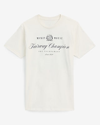 Express Men's Mickey Mouse Golf Graphic T-Shirt in Ivory