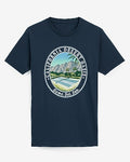 Express Men's California Oasis Navy Tennis Court Cotton Graphic T-Shirt in Blue Small