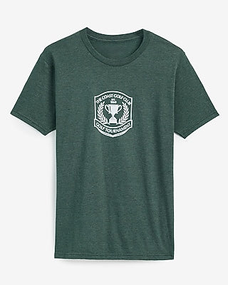 Express Men's The Coast Golf Club Graphic T-Shirt in Green Small
