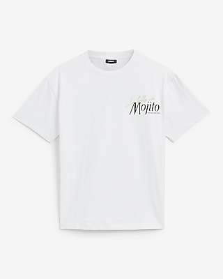 Express Men's Mojito Cotton White Graphic T-Shirt in Bright White