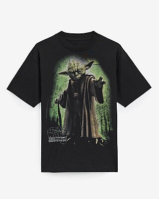 Express Men's Star Wars Yoda Graphic T-Shirt in Black Small
