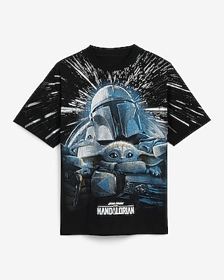 Express Men's Star Wars Mandalorian Graphic T-Shirt in Black Small