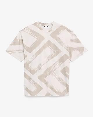 Express Men's Abstract Geo Rectangle Graphic T-Shirt in Ivory