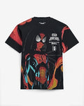 Express Men's Spiderman Graphic Black T-Shirt in Pitch Black