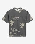 Express Men's Abstract Floral Washed Black Graphic T-Shirt in Pitch Black