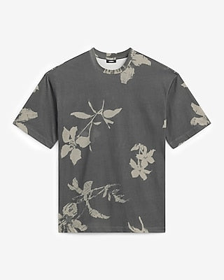 Express Men's Abstract Floral Washed Graphic T-Shirt in Black Small