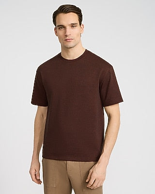 Express Men's Classic Fit Crew Neck Heather T-Shirt in Brown Small