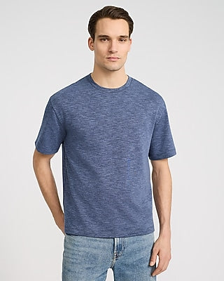Express Men's Classic Fit Crew Neck Heather T-Shirt in Blue Small