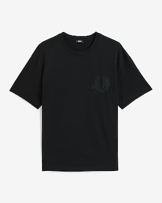 Express Men's Classic Fit Mini Embroidered Floral X Logo Graphic T-Shirt in Black Small