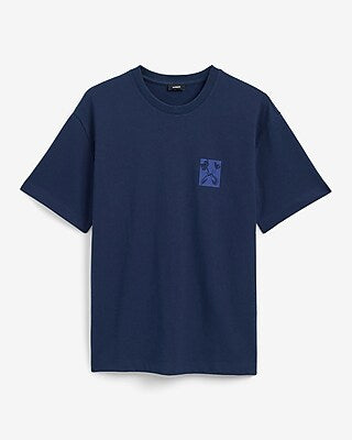 Express Men's Classic Fit Mini Floral X Logo Graphic T-Shirt in Indigo