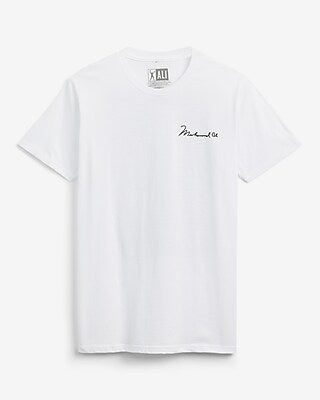 Express Men's Muhammad Ali White Graphic T-Shirt in Pebble
