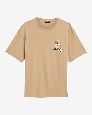 Express Men's Classic Fit Take It Easy Graphic T-Shirt in Pale Rye