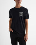 Express Men's Embroidered Boxed X Logo Perfect Pima Cotton T-Shirt in Pitch Black