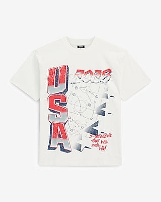 Express Men's Usa Cotton Soccer Graphic T-Shirt in White Small