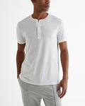 Express Men's Perfect Pima Cotton Short Sleeve Henley in White Small