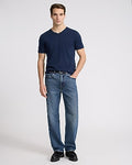 Express Men's V-Neck Perfect Pima Cotton T-Shirt in Blue Small
