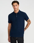 Express Men's Textured Square Jacquard Cotton-Blend Polo in Blue Small