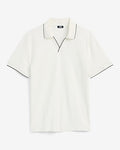Express Men's Tipped Zig Zag Textured Johnny Collar Polo in White Small