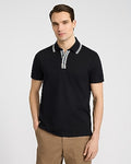 Express Men's Tipped Contrast Collar Luxe Pique Polo in Black Small