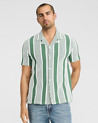Express Men's Textured Striped Cotton-Blend Short Sleeve Polo in New Meadow