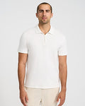 Express Men's Textured Herringbone Cotton-Blend Quarter Zip Polo in Vs Ivory