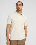 Express Men's Textured Geo Block Cotton-Blend Polo in White Small