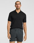 Express Men's Classic Fit Ribbed Open Knit Johnny Collar Cotton Polo in Black Small