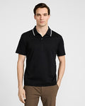 Express Men's Contrast Tipped Everyday Performance Polo in Black Small