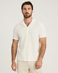 Express Men's Textured Geo Terry Cloth Polo in White Small