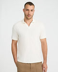 Express Men's Classic Fit Textured Jacquard Polo in Ivory