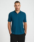 Express Men's Classic Fit Textured Jacquard Polo in Blue Small