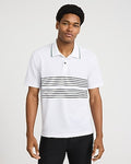 Express Men's Tipped Striped Pique Everyday Performance Polo in Bright White